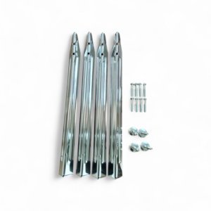 Set completo di gambe per flipper Bally Williams cromate a specchio con piedini e bulloni